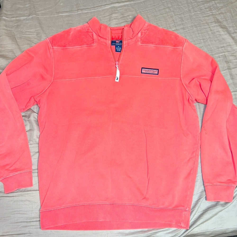 Vineyard Vines Men’s Medium Quarter Zip Pullover- Salmon/pink